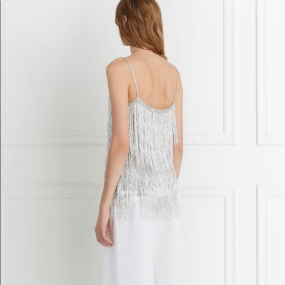 Rachel Zoe Gray Platinum Fringe Wick Top Tank XS - Picture 2 of 5
